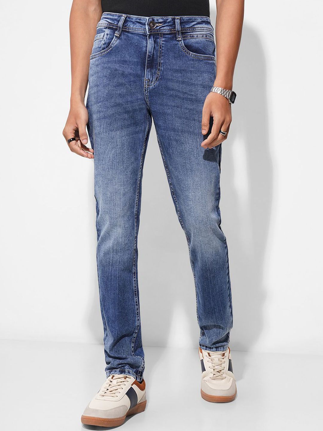 SF JEANS by Pantaloons Men Slim Fit Mid-Rise Low Distress Heavy Fade Jeans-picture-34