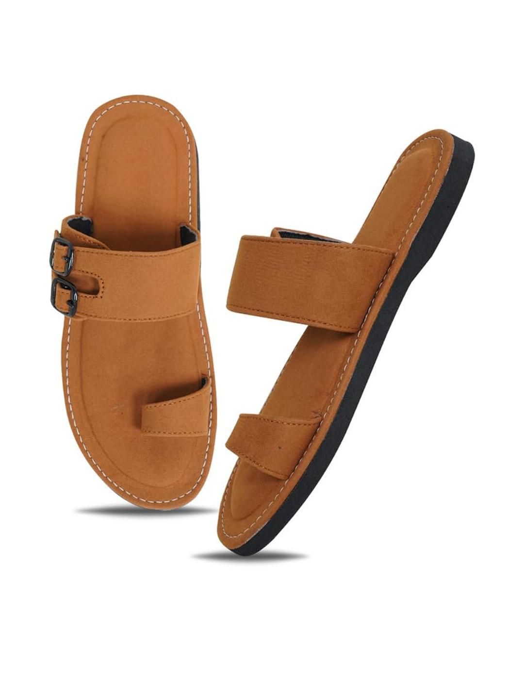 DFR Men Tan Fabric Comfort Sandals-picture-29