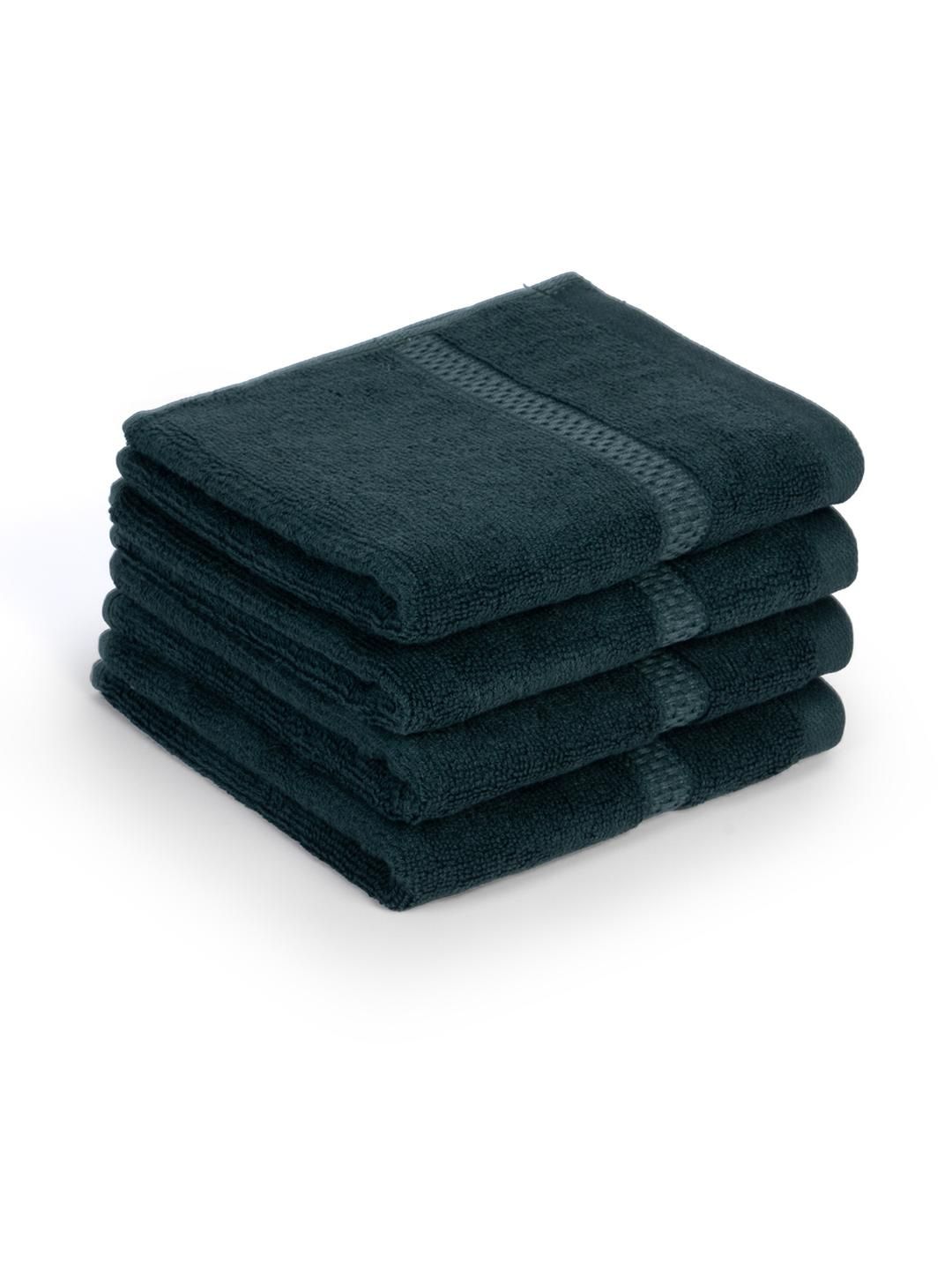 Feather & Spun Pack of 4 Jade Forest Lavender Antimicrobial Bamboo Cotton Face Towel-image-48