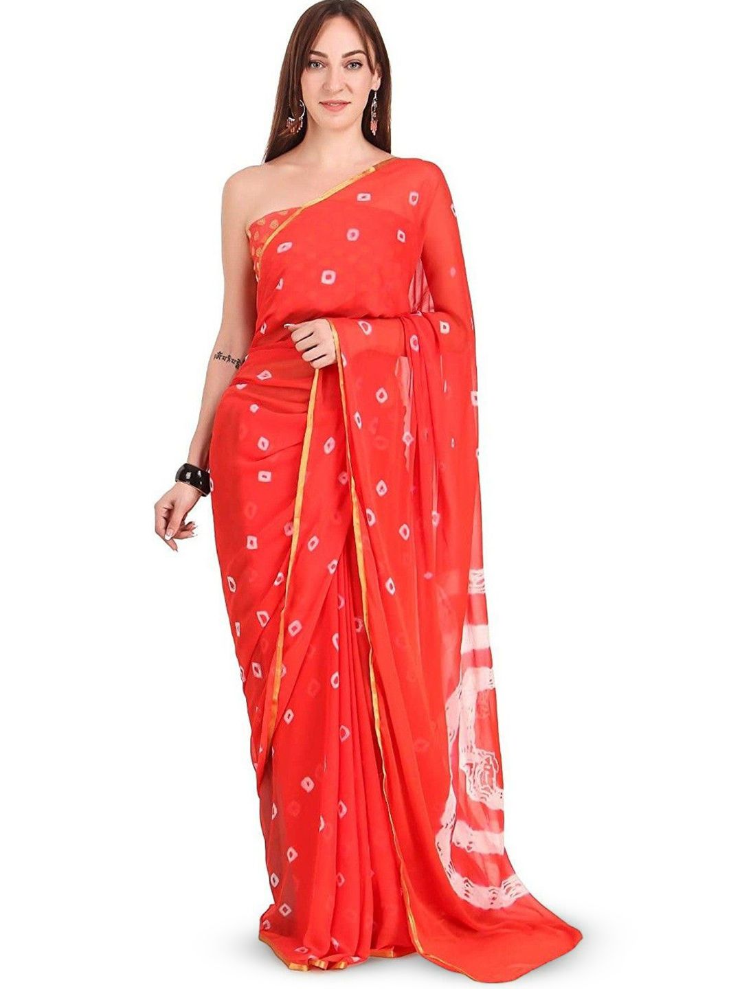 DURGA EMPORIO Printed Bandhani Chiffon Saree-picture-23
