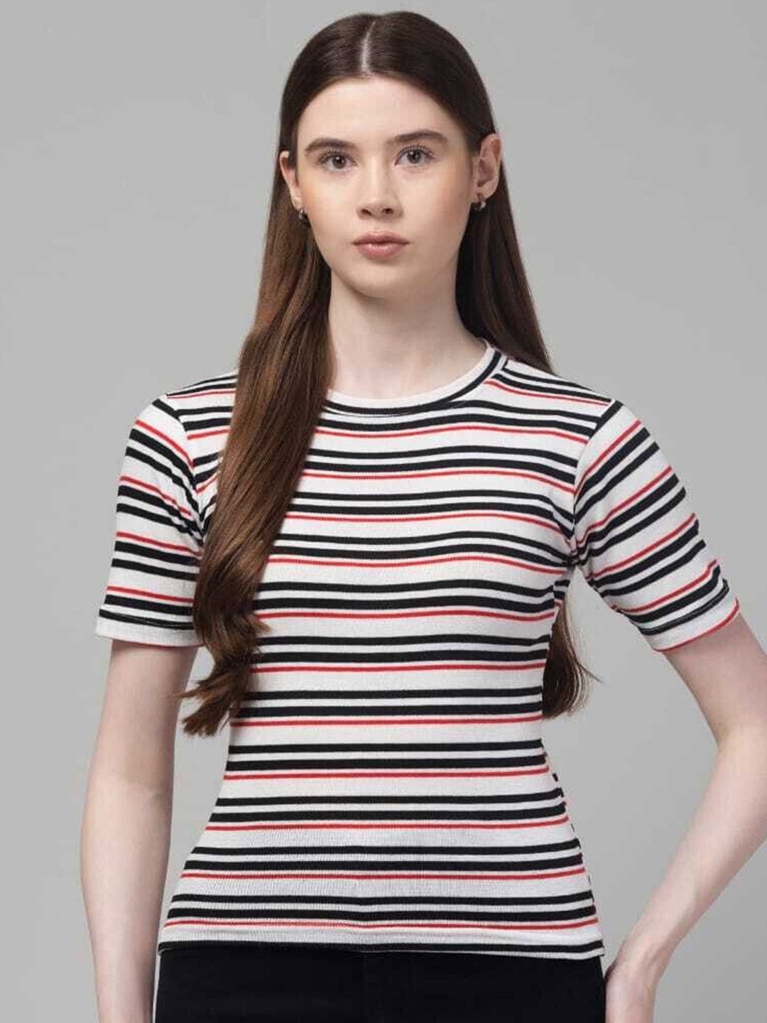 Western Darji Women Striped Round Neck Cotton Casual Top-picture-19