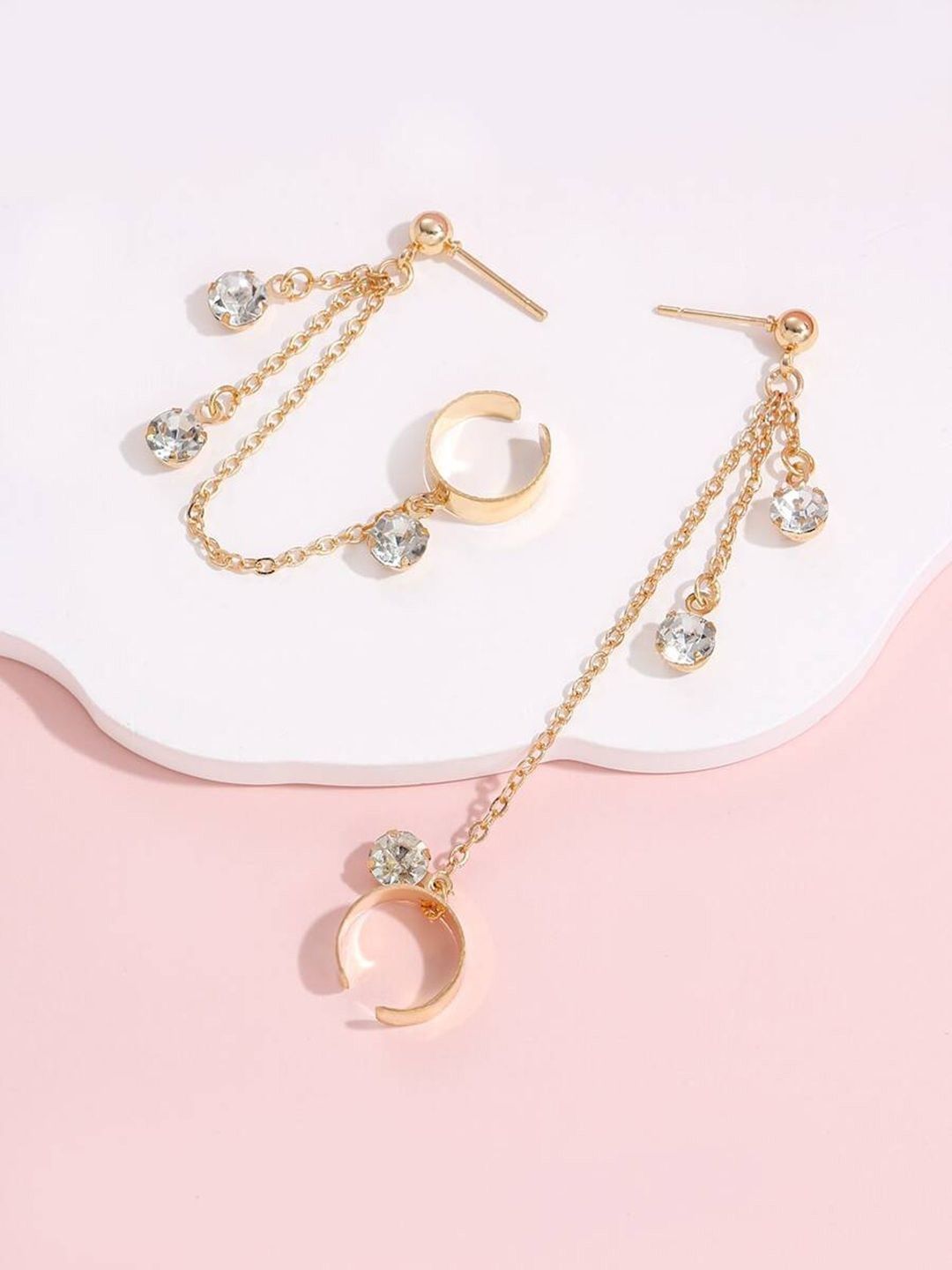 OOMPH Artificial Stone Studded Spherical Shaped Ear Cuffs-image-41