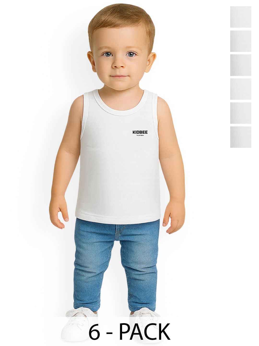 KidBee Boys Pack Of 6 Pure Cotton Basic Vests 1001-VST-445-6PC-1001-VST-445-6PC-picture-22