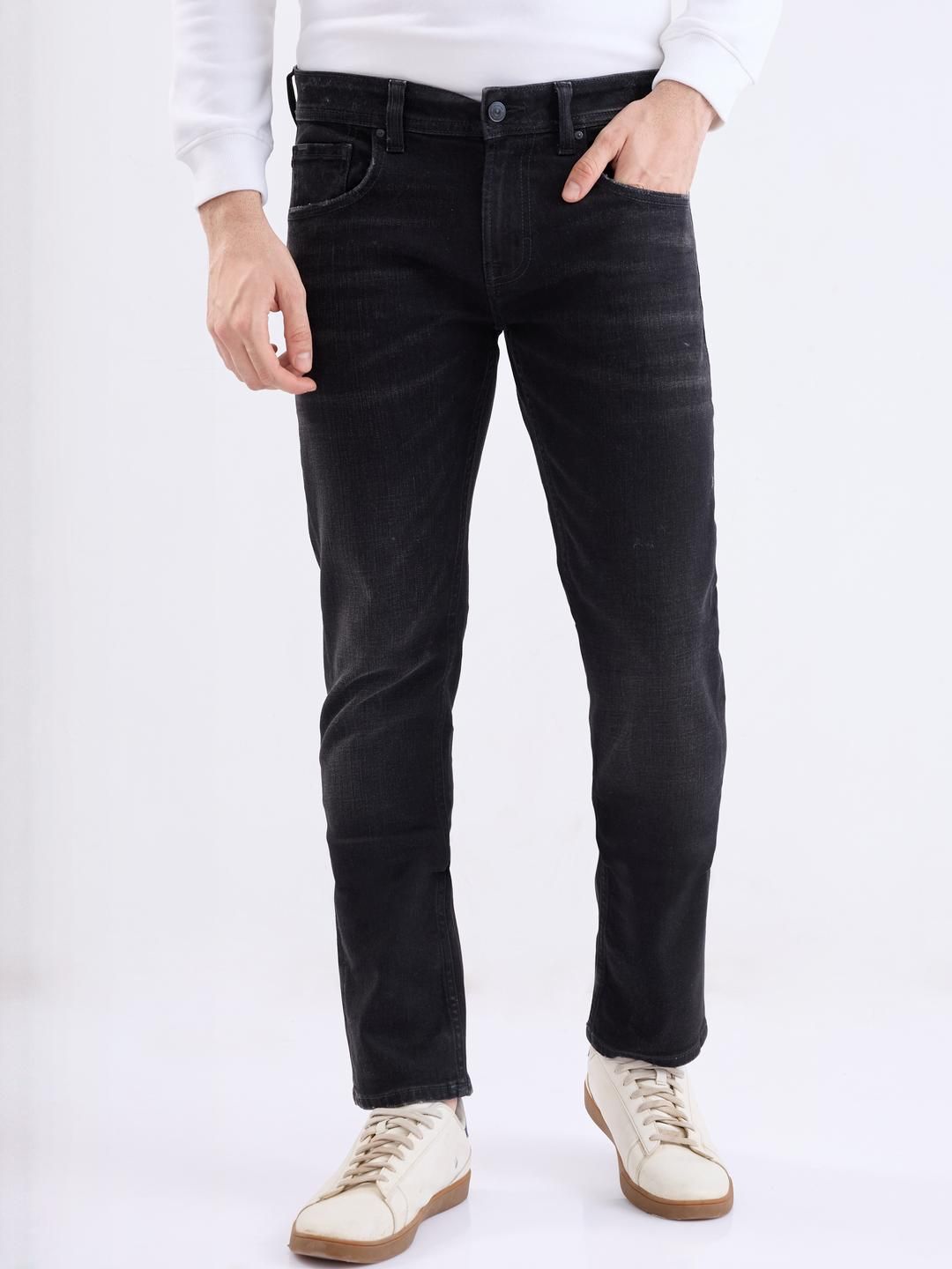 SPYKAR Men Black Cotton Slim Fit Low-Rise Jeans-picture-22