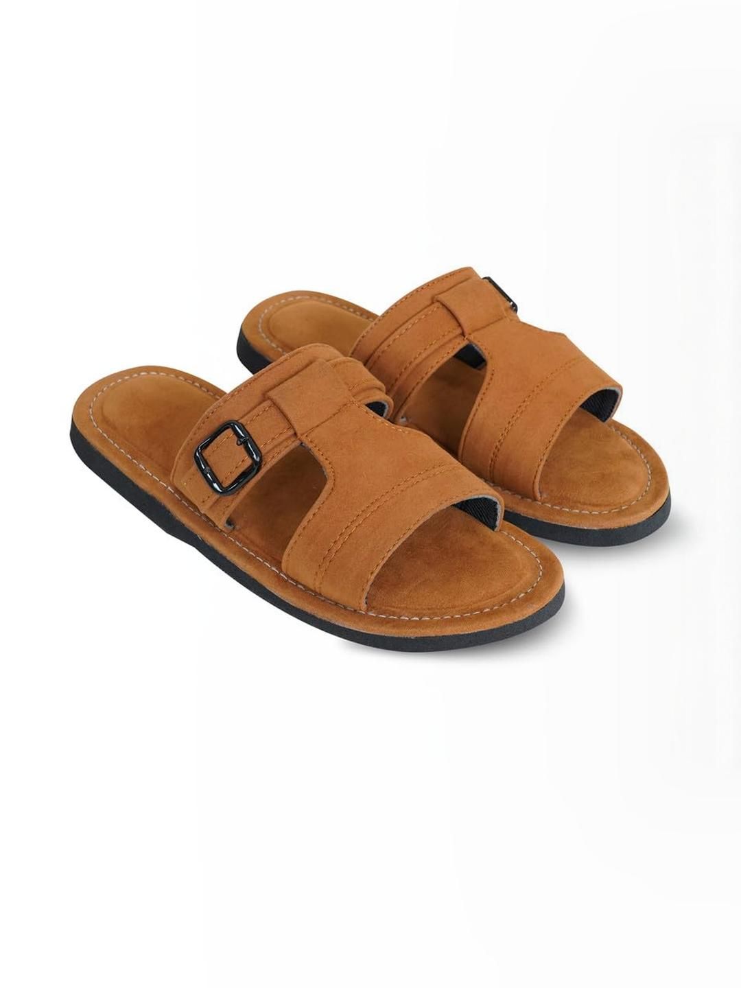 DFR Men Tan Fabric Comfort Sandals-picture-30