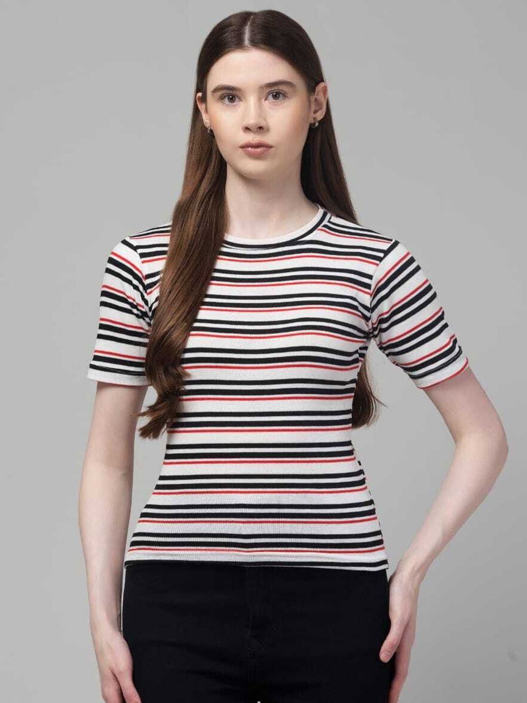 Western Darji Women Striped Cotton Fitted Top-picture-23