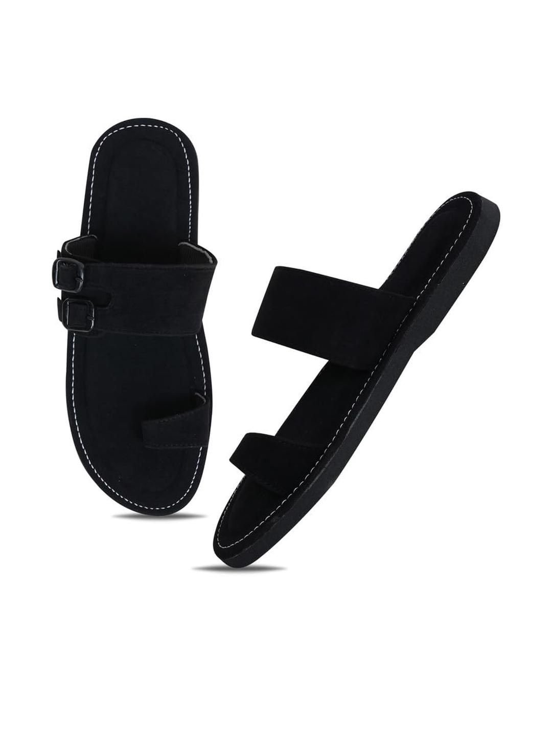 DFR Men Black Fabric Comfort Sandals-picture-35