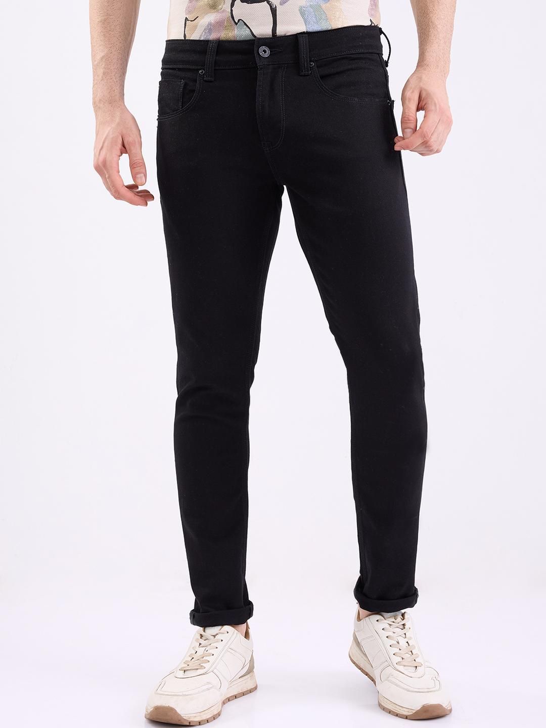 SPYKAR Men Black Cotton Slim Fit Low-Rise Jeans-picture-23