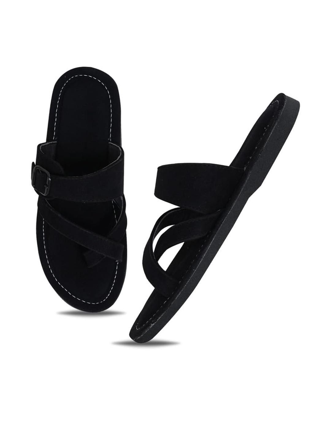 DFR Men Black Fabric Comfort Sandals-picture-36