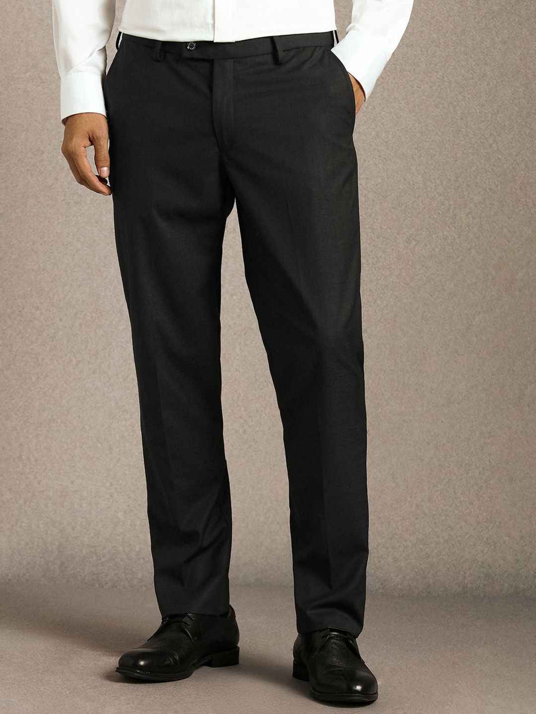Louis Philippe Men Textured Slim Fit Formal Trousers-picture-49