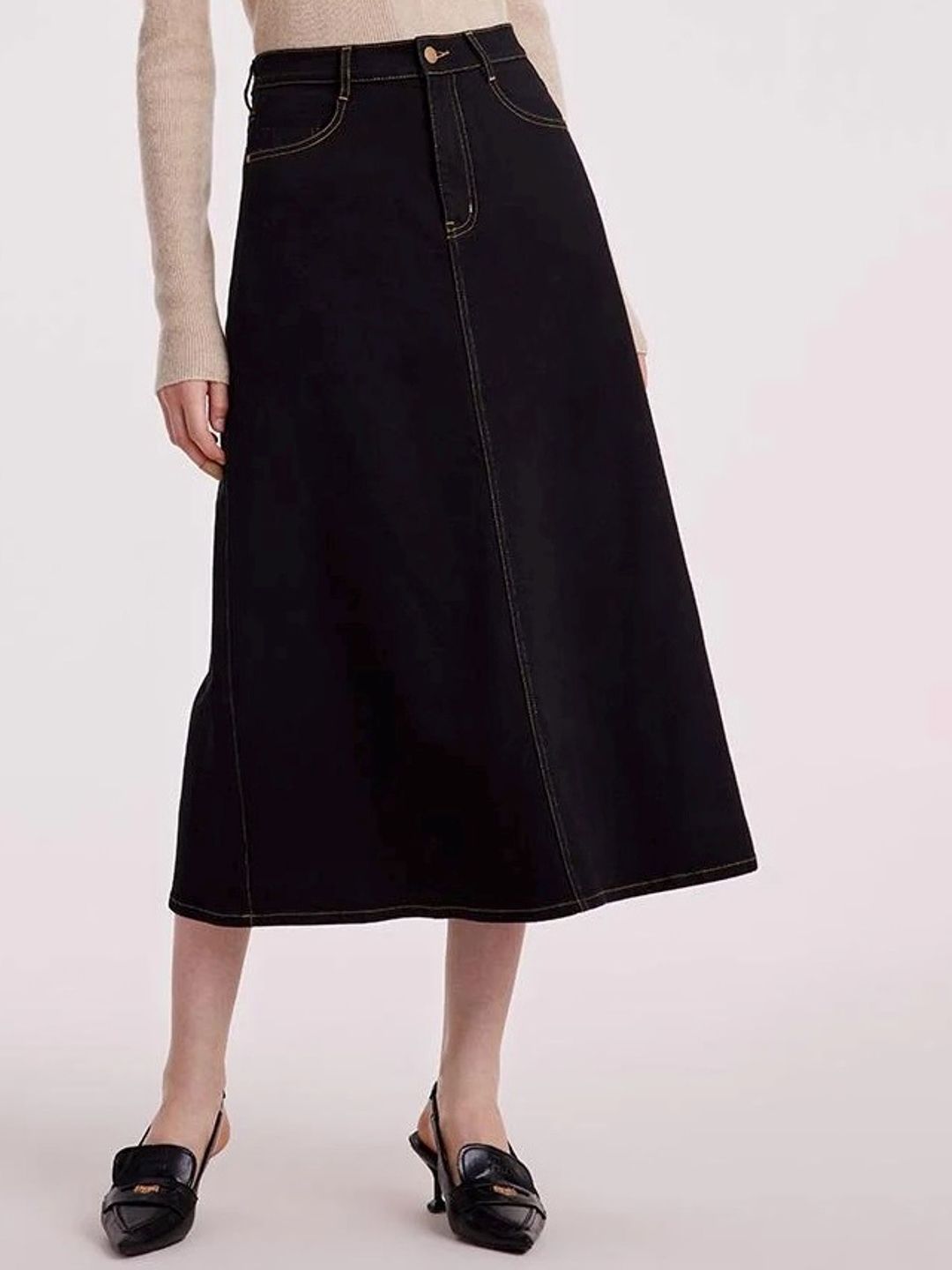 Tripursundari Fashion A-Line Maxi Denim Skirt-picture-21
