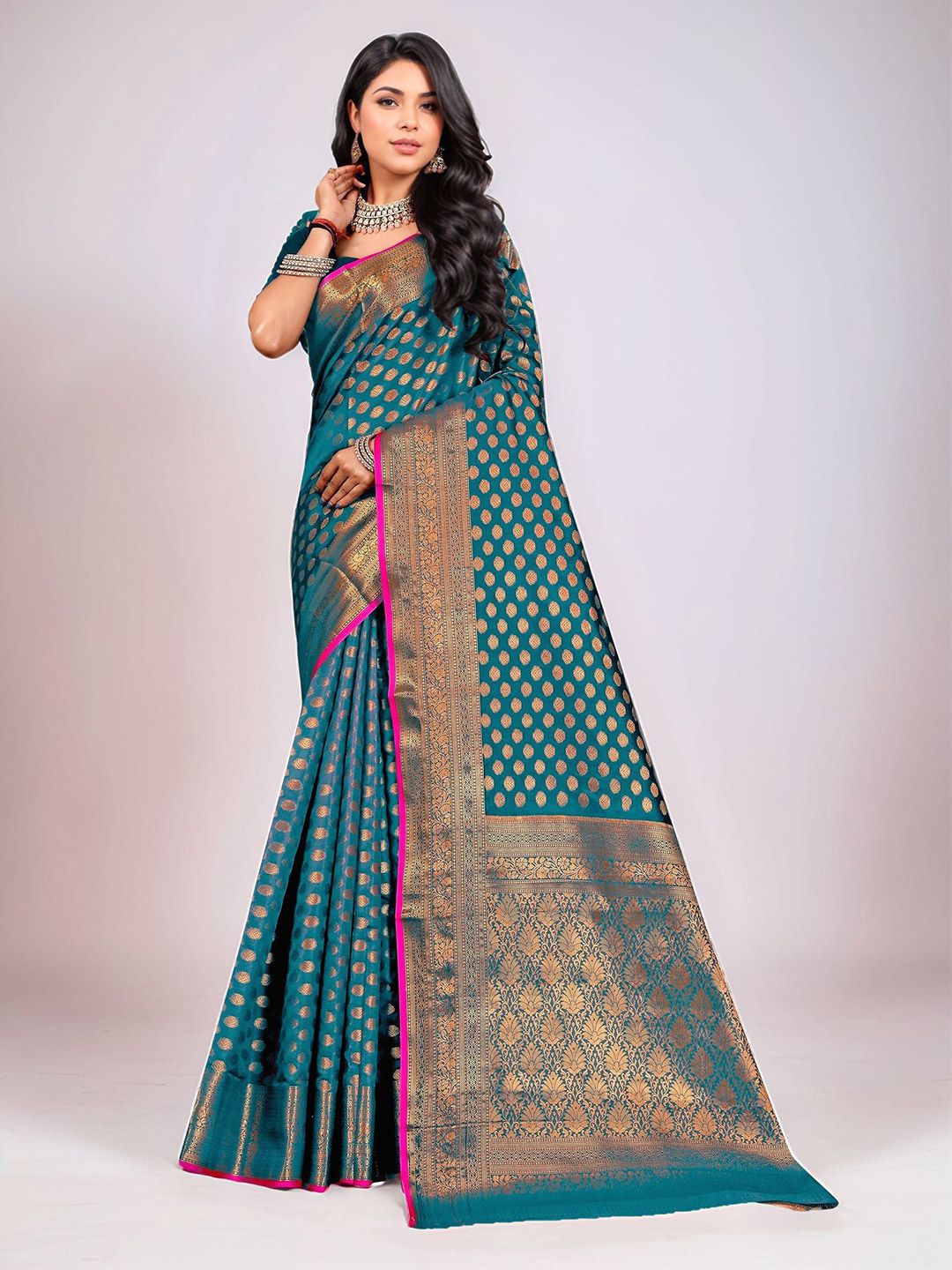 Anouk Rustic Ethnic Motifs Woven Design Zari Banarasi Saree-picture-20