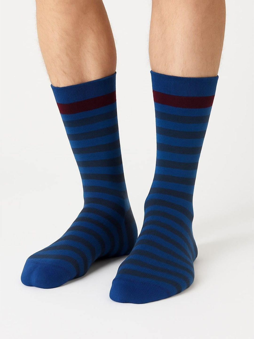 ZEVORA Men Striped Calf-Length Socks-image-43
