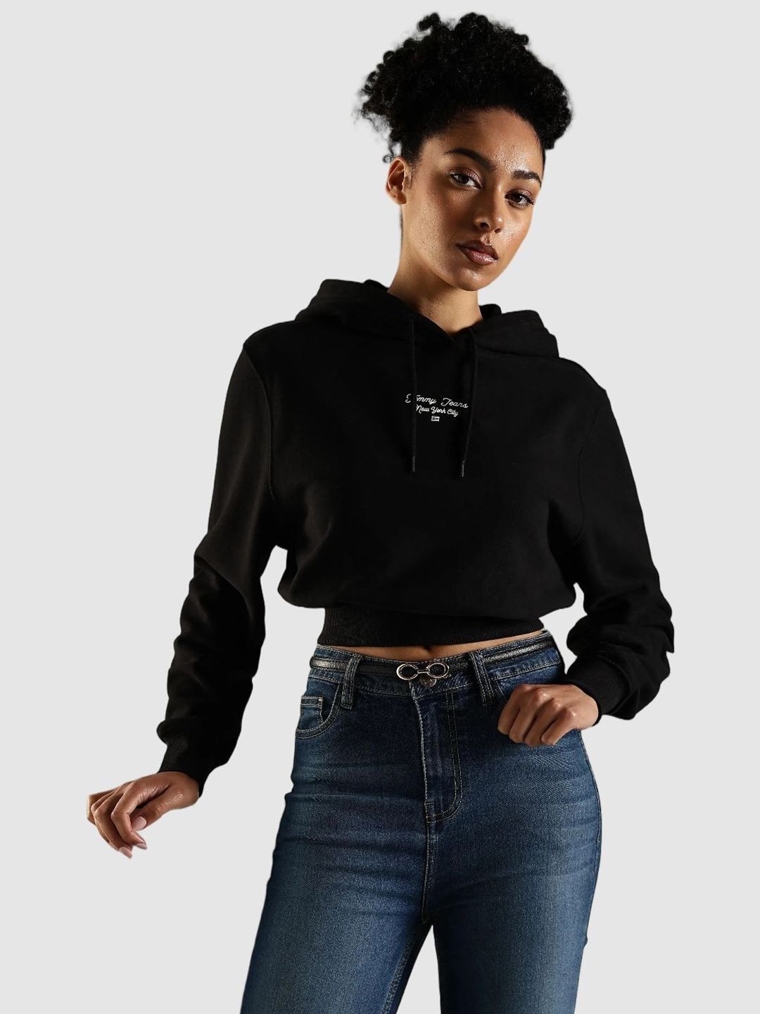 Tommy Hilfiger Women Relaxed Fit Cotton Hooded Neck Crop Sweatshirt-picture-19