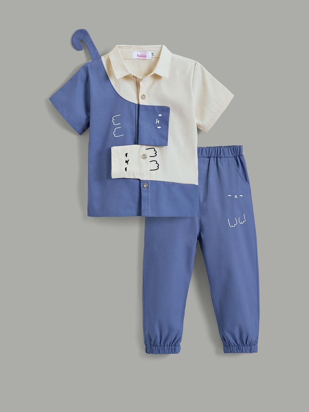 hopscotch 2-Pc Palm Color Block Cotton Pant Set-picture-15