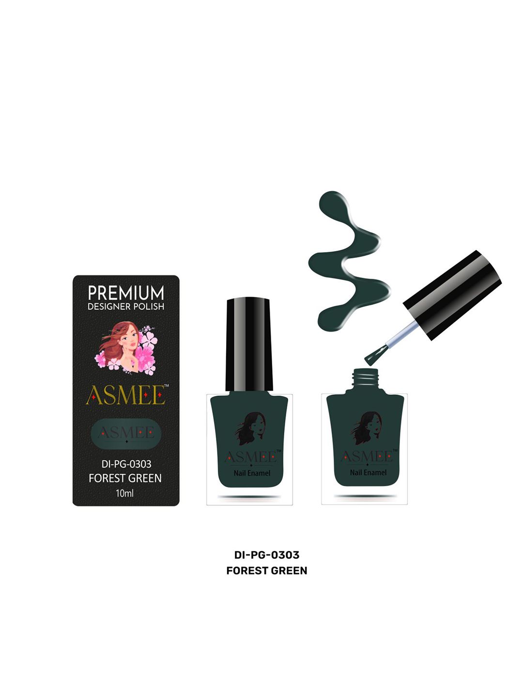 ASMEE Premium Gel Nail Polish - 10 ml - Forest Green 0303-picture-13