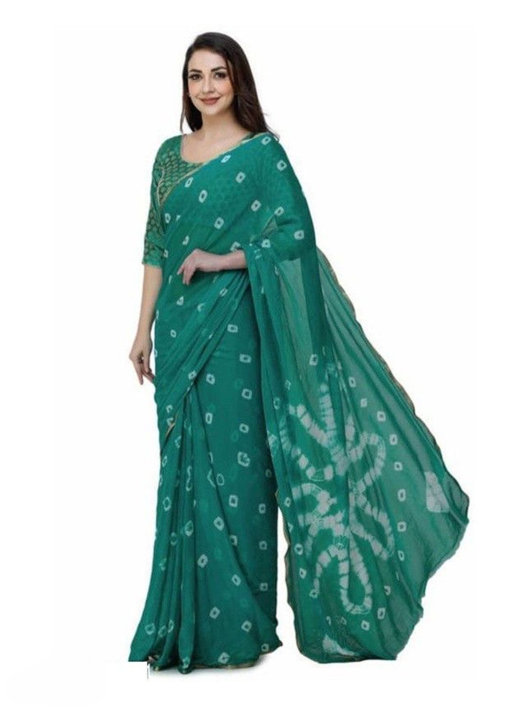 DURGA EMPORIO Printed Zari Pure Chiffon Bandhani Saree-picture-23