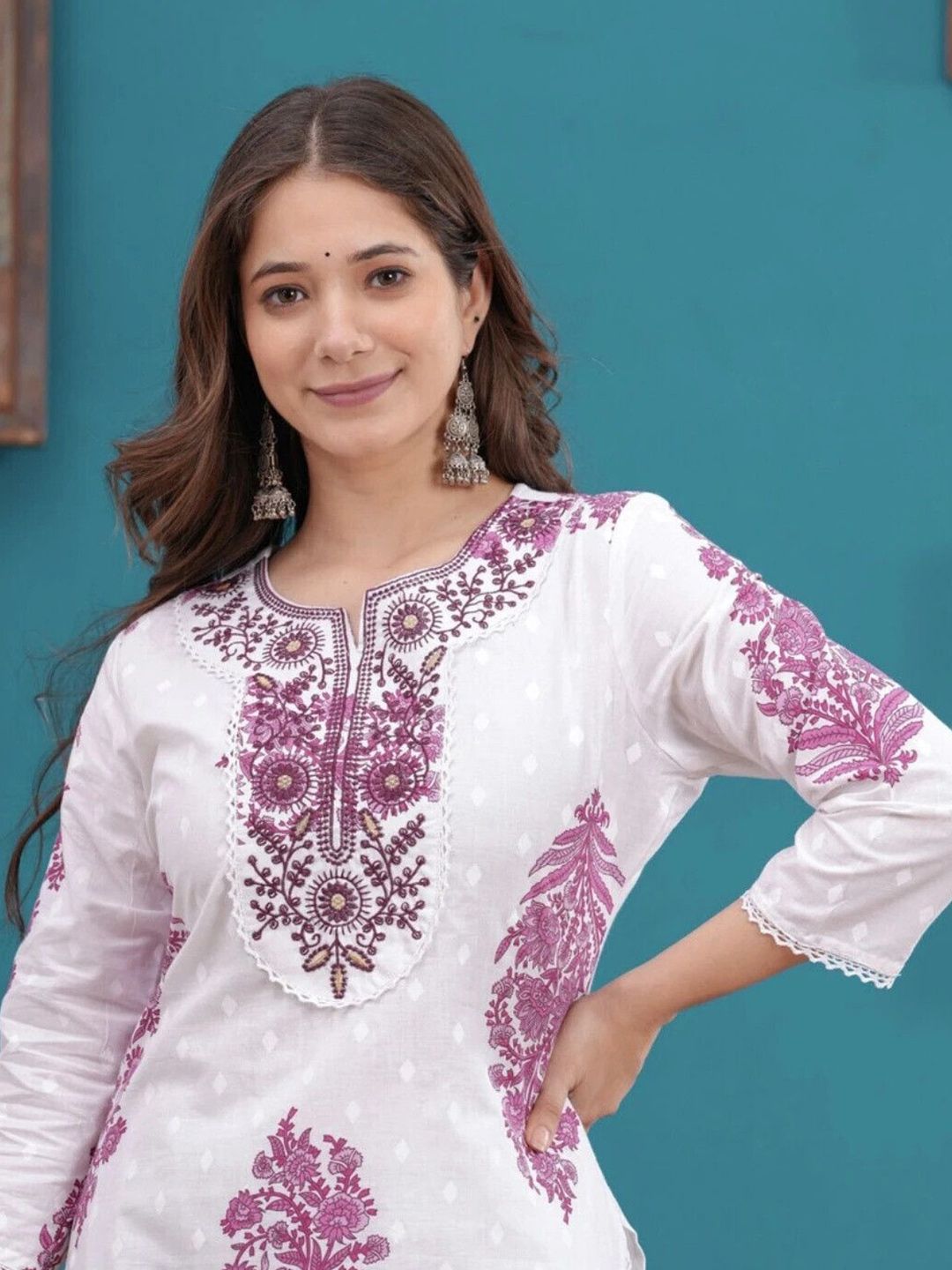 Wawlooks Women Ethnic Motifs Embroidered Thread Work Kurta-picture-10