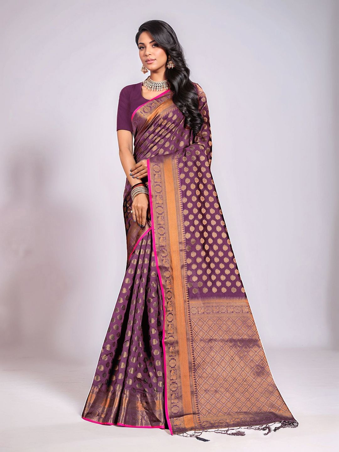 Anouk Rustic Ethnic Motifs Woven Design Zari Banarasi Saree-picture-21