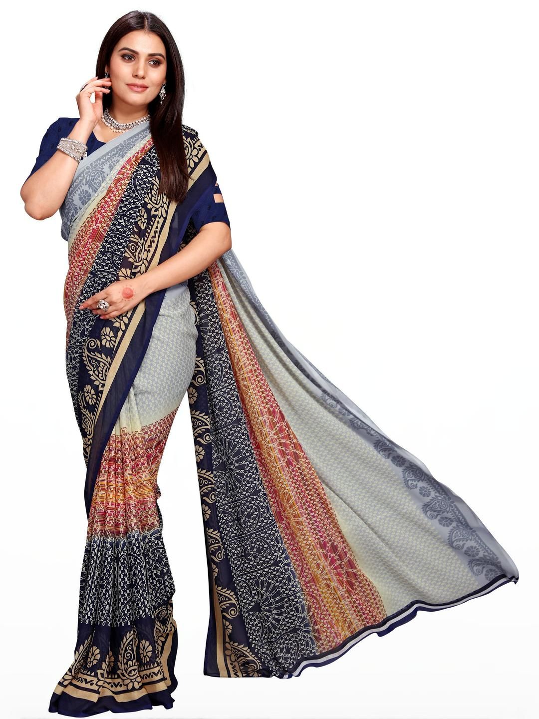 KANOODA Ethnic Motifs Printed Pure Georgette Saree-picture-30