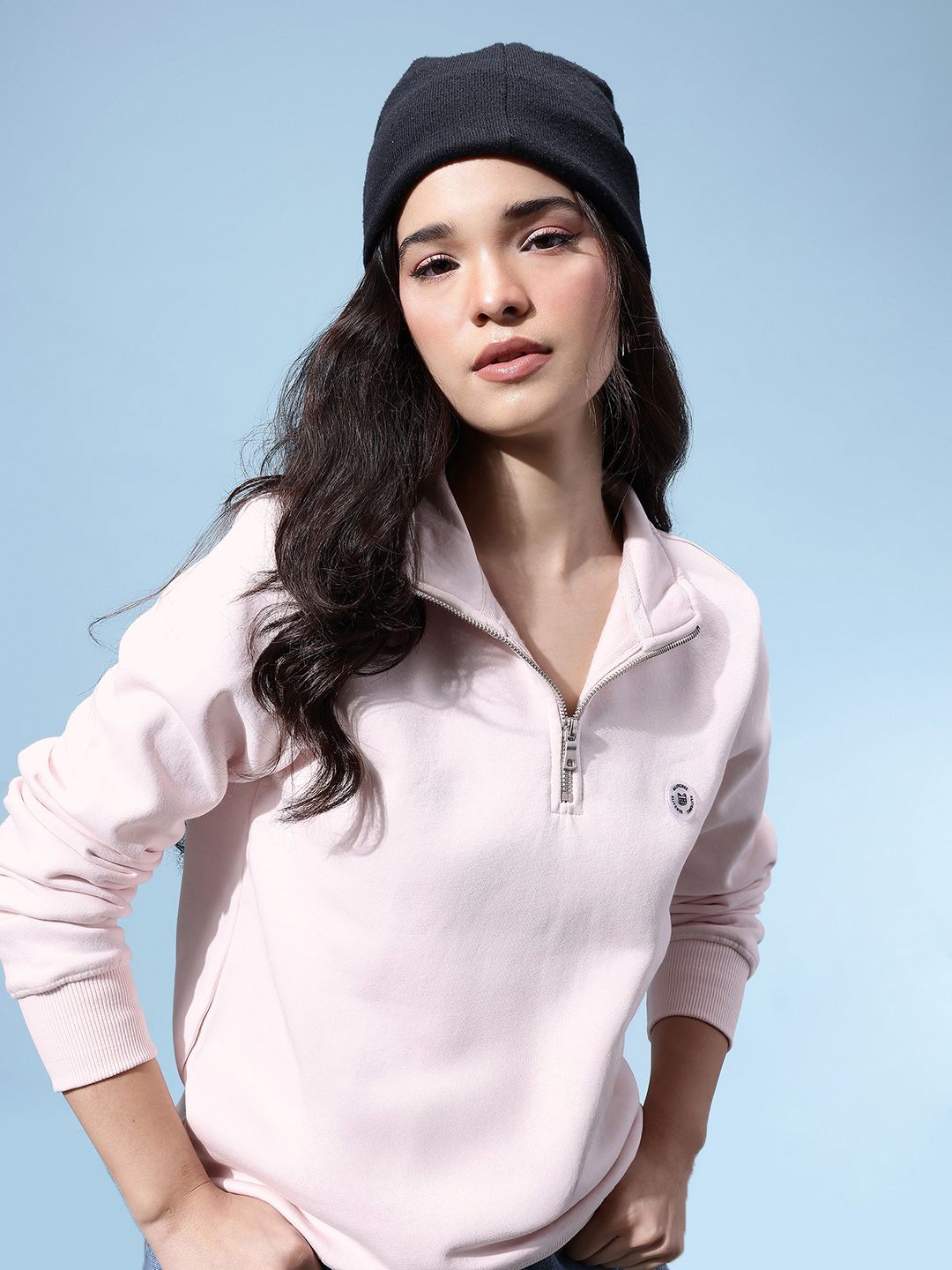 glitchez Mock Collar Half-Zipper Sweatshirt-picture-16