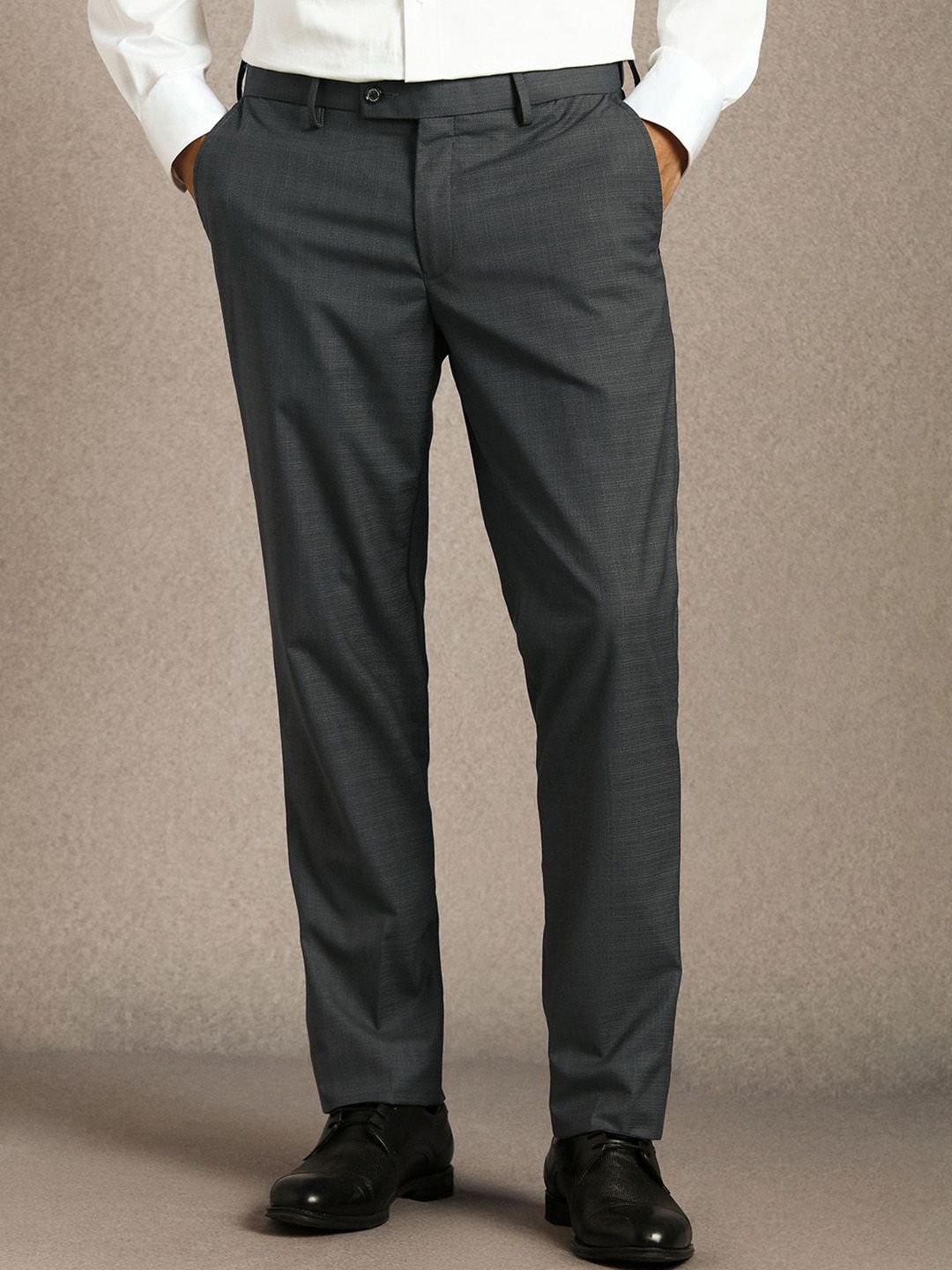 Louis Philippe Men Self Design Textured Slim Fit Formal Trousers-picture-32