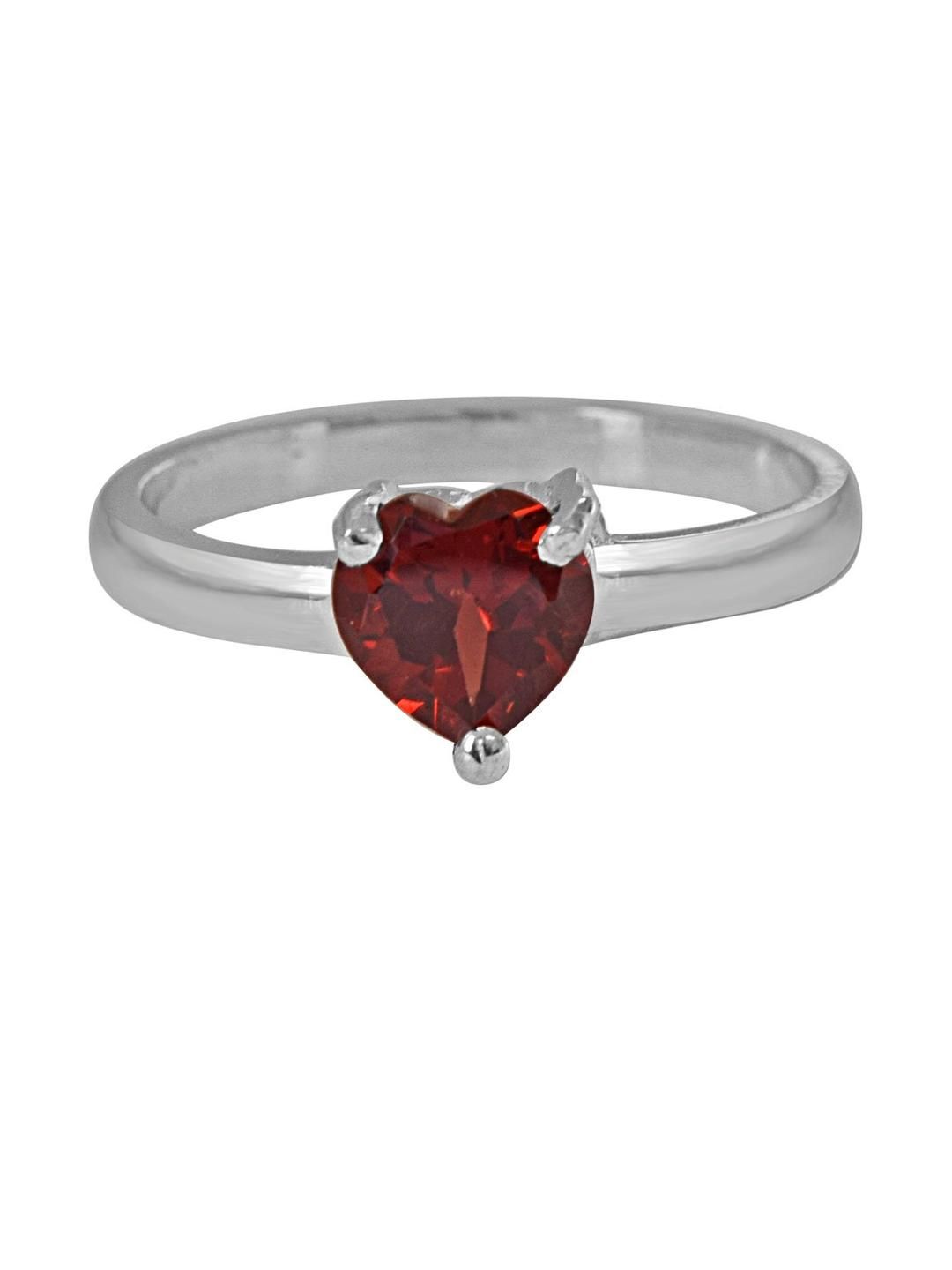 Surat Diamond Jewellery Red Heart Shape Garnet Ring-image-4
