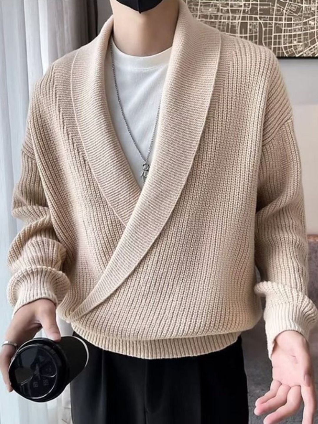 StyleCast Men Striped Shawl Collar Pullover Sweaters-picture-17