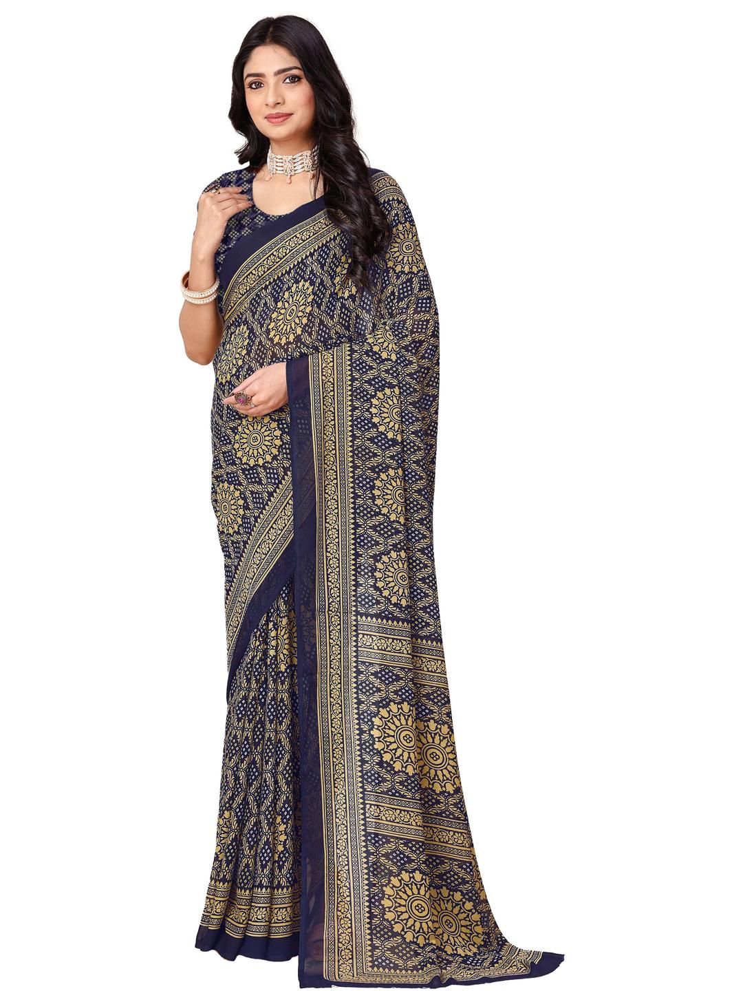 KANOODA Ethnic Motifs Printed Pure Georgette Saree-picture-26