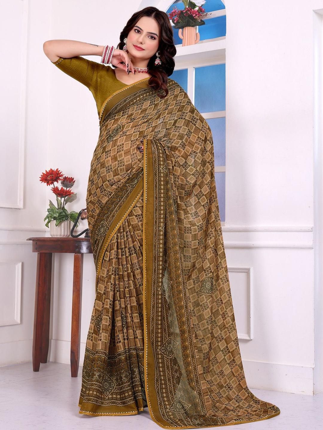 KANOODA Women Ethnic Motifs Printed Pure Georgette Sarees-picture-27