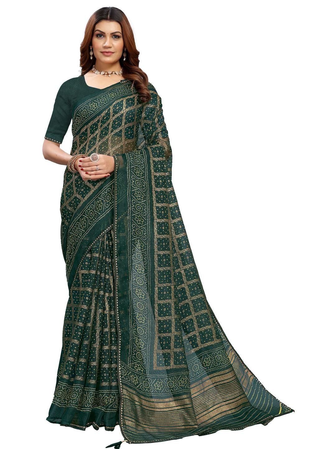 KANOODA Bandhani Woven Design Net Kota Doria Saree-picture-17