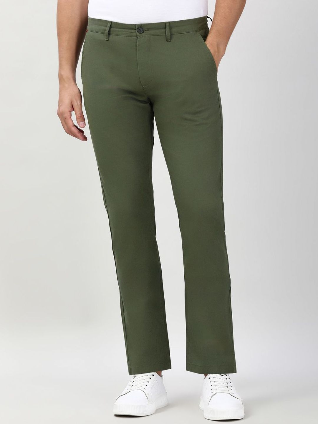 Peter England Casuals Men Slim Fit Mid-Rise Trousers-picture-10