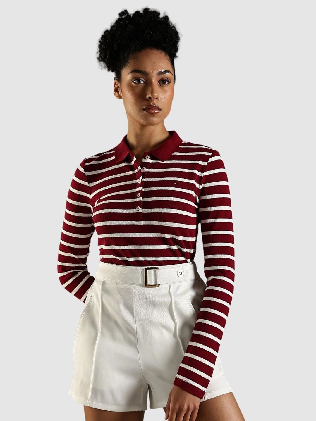 Tommy Hilfiger Striped Polo Collar Slim Fit Cotton T-shirt-image-40