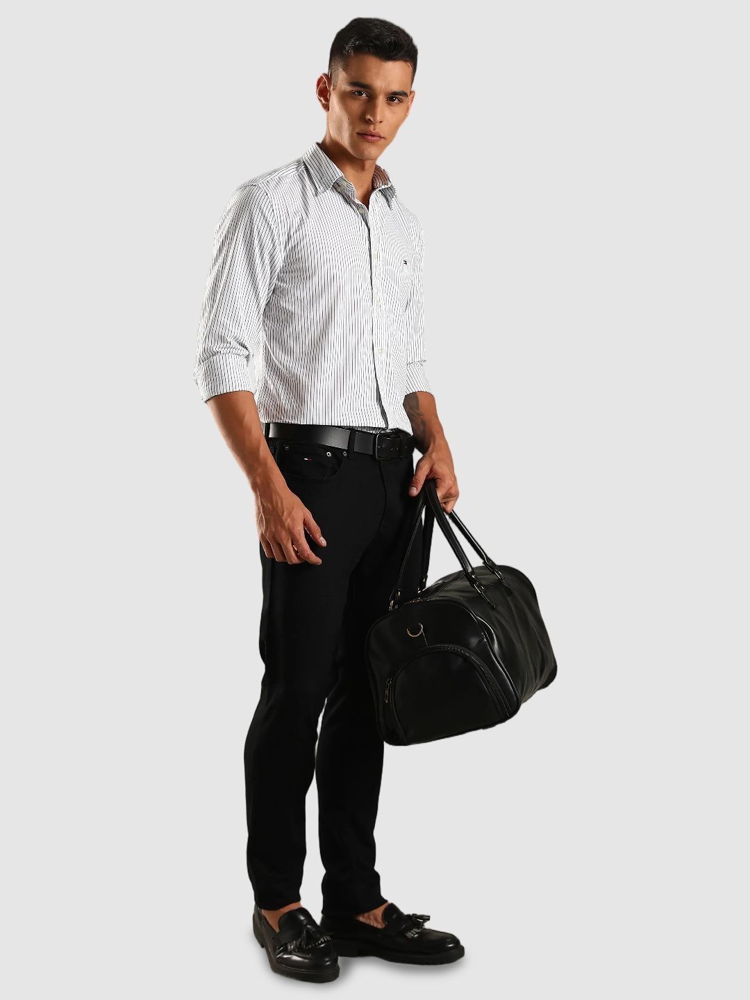 Tommy Hilfiger Europe Vertical Striped Twill Spread Collar Cotton Shirt-image-17