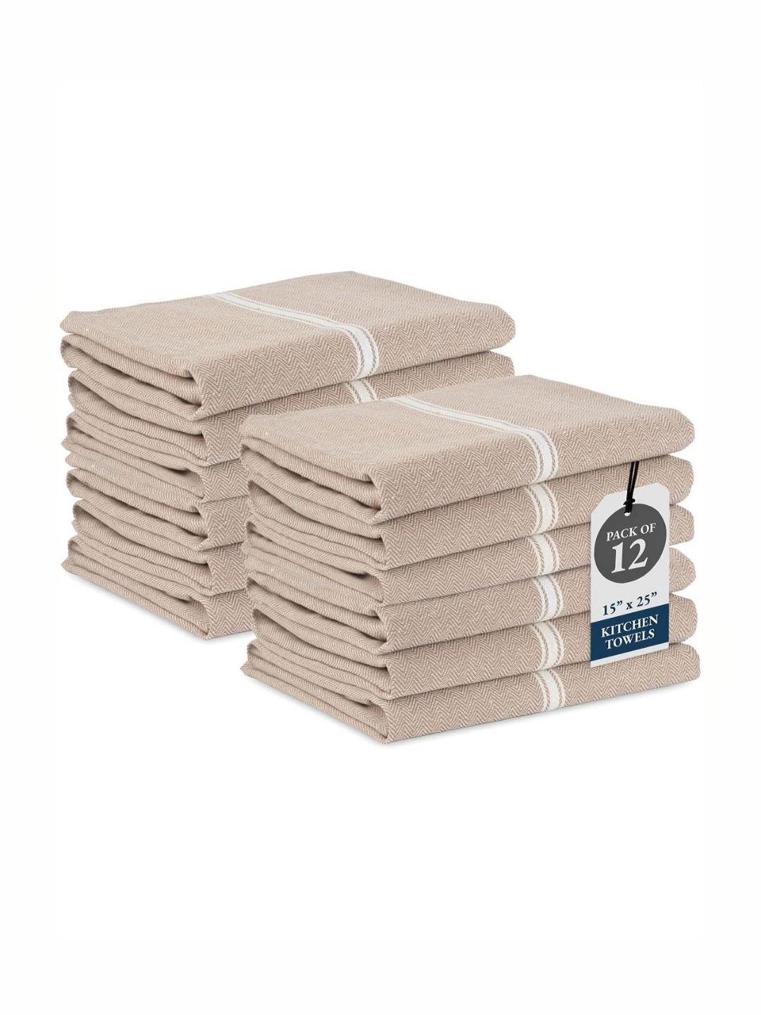 LANE LINEN 12-Pcs Blue & White Striped Pure Cotton Highly Absorbent Kitchen Towels-image-7