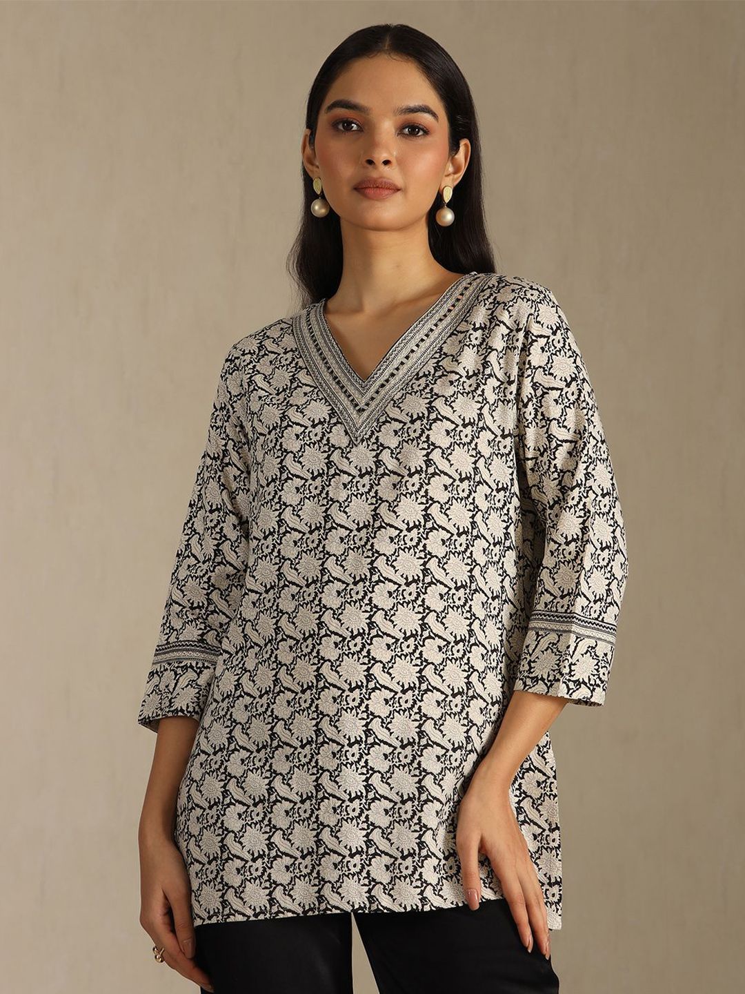 Soch Floral Printed Mirror Work Kurti-picture-11