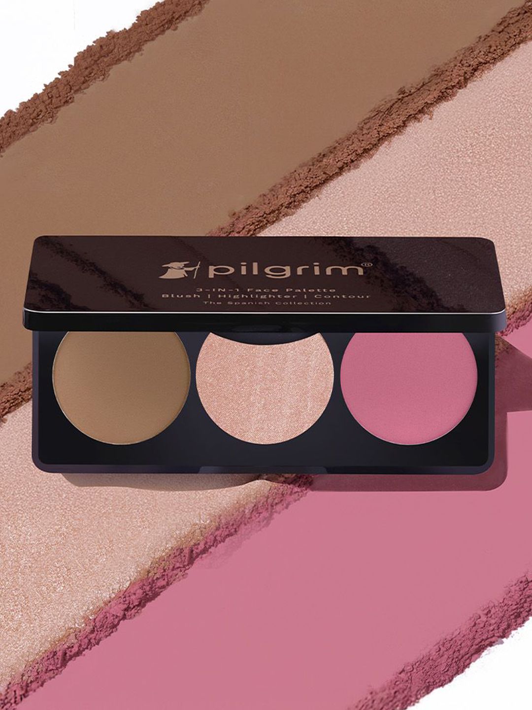 Pilgrim 3 In 1 Face Palette Blush, Highlighter & Contour - 12 g - Sultry Romanc 02-image-33
