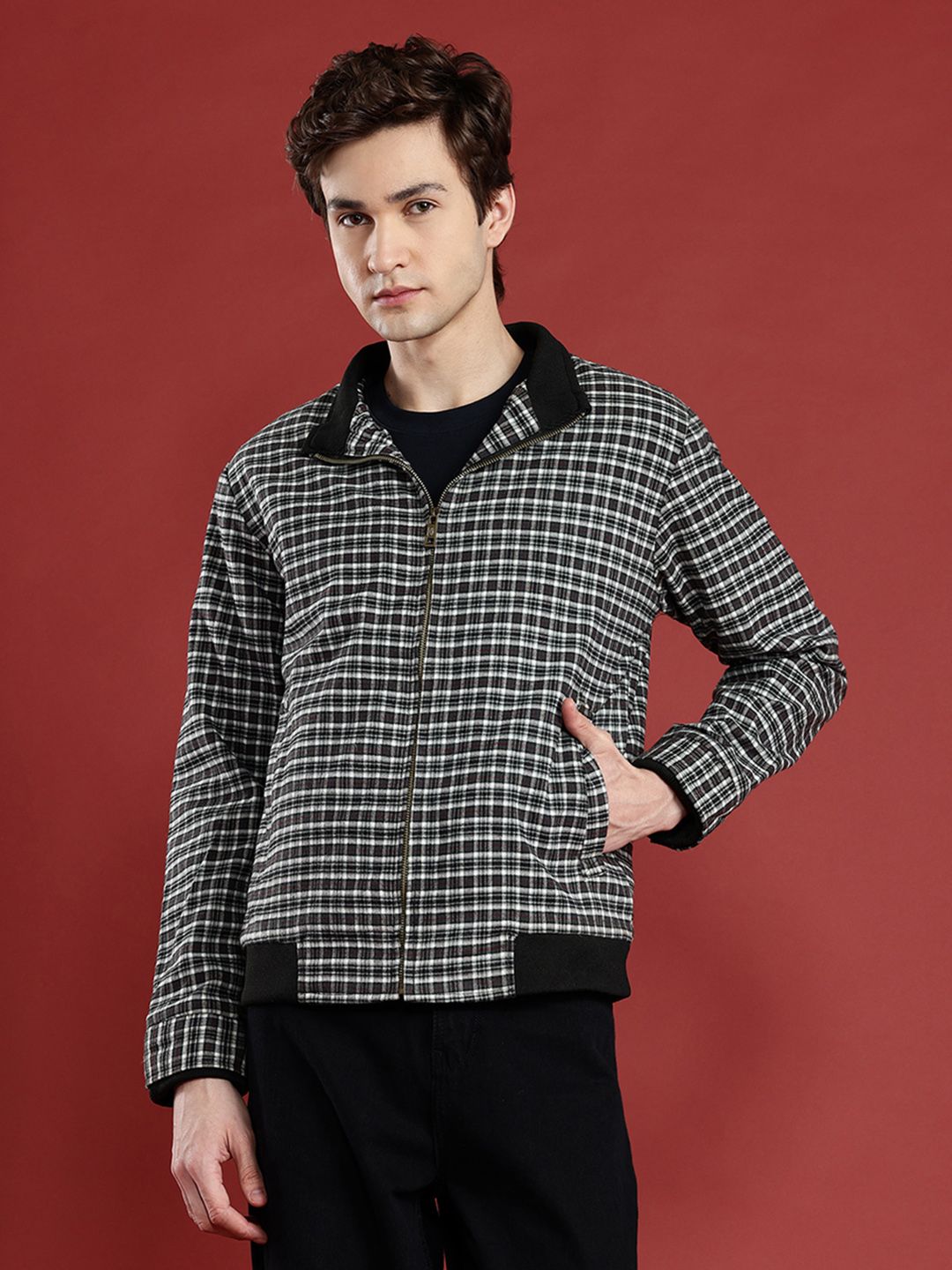 Leather Retail Men Checked Woollen Lightweight Tweed Tailored Jacket-picture-38