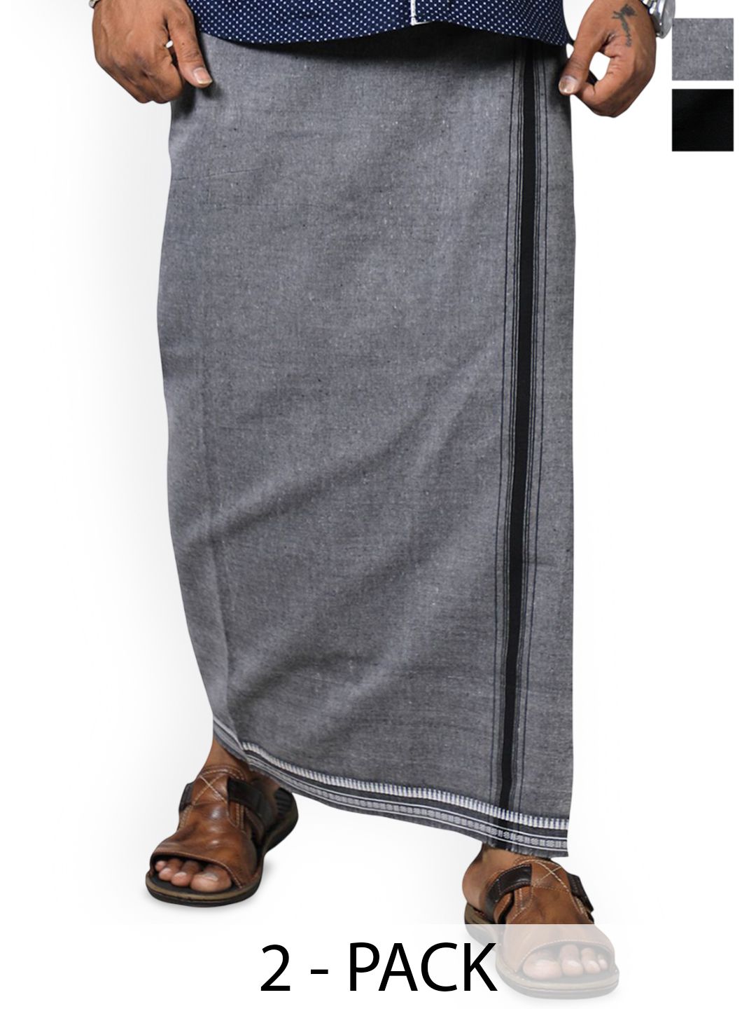 PRAKASAM COTTON Men Pack of 2 Solid Cotton Dhotis-picture-41