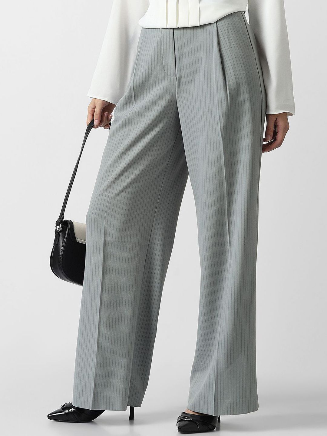 Van Heusen Woman Women Striped Pleated Formal Trousers-picture-15