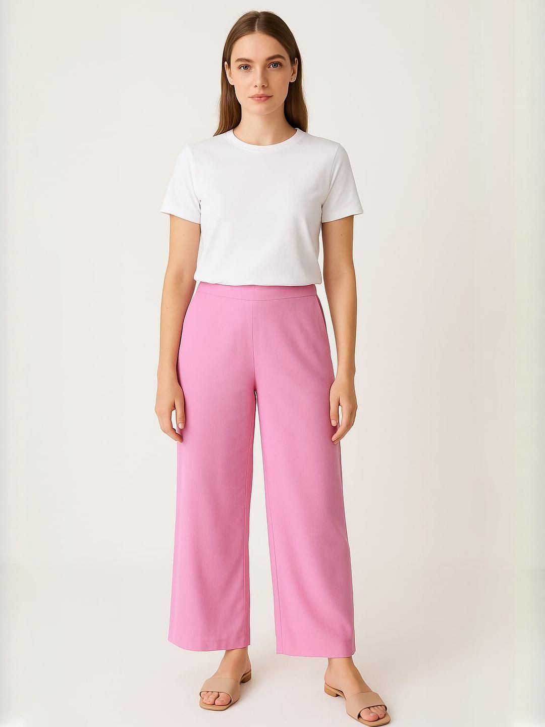 Silakaari Women Flared Knitted Solid Rayon Palazzos-image-49