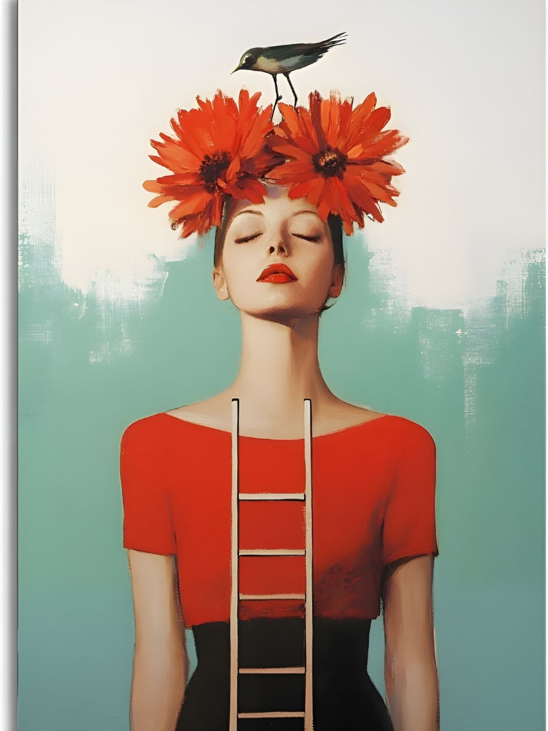 Craftnest creations White & Green Single Piece Canvas Abstract Wall Paintings-picture-33