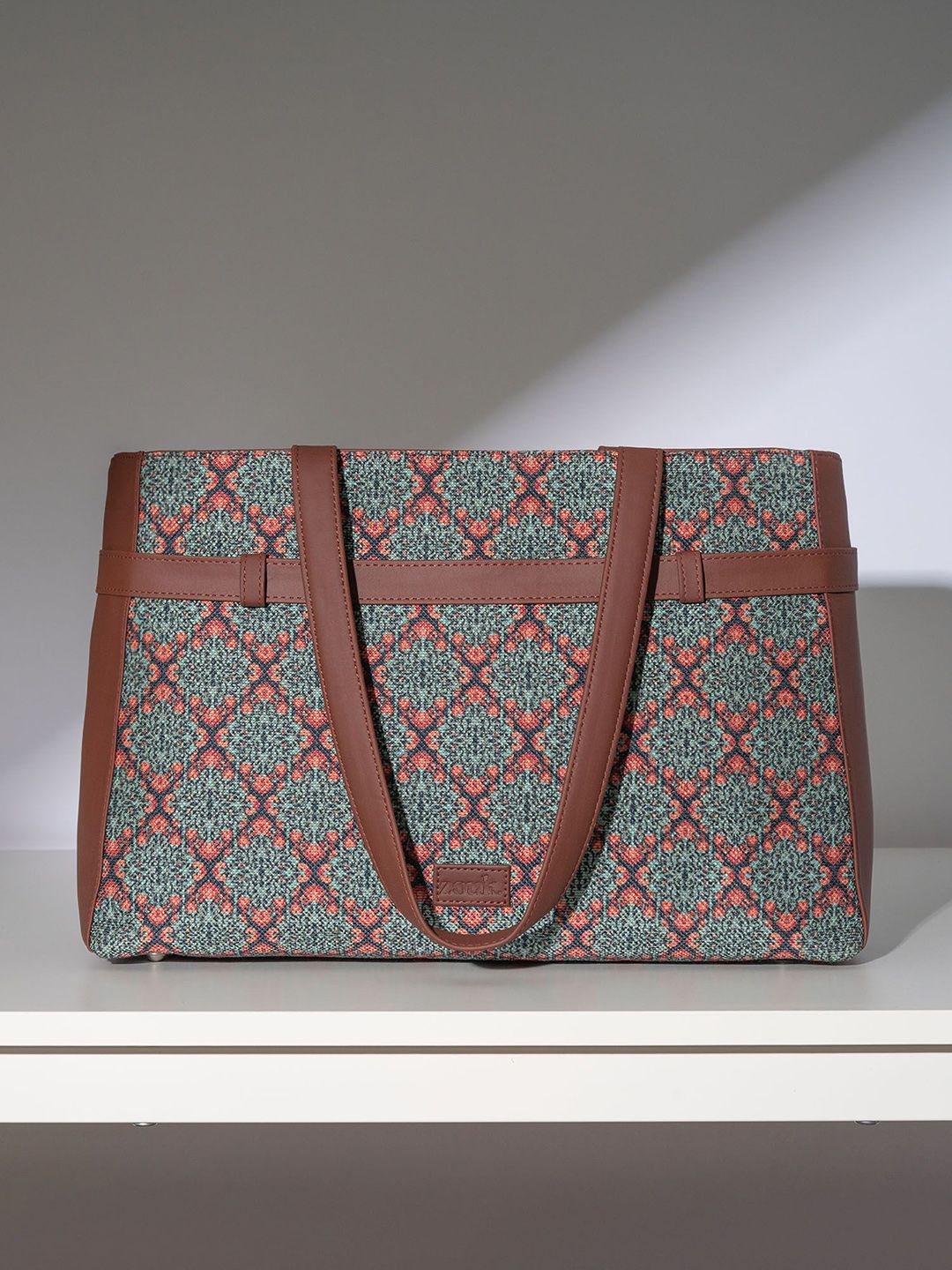 ZOUK Women Floral Printed Shopper Leather Tote Bag-picture-34