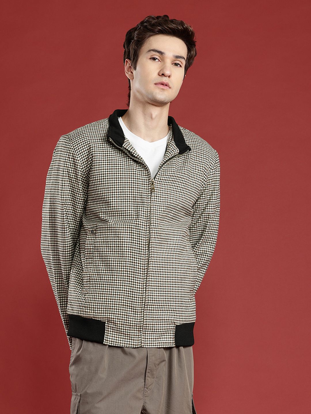 Leather Retail Men Checked Woollen Lightweight Tailored Jacket-picture-36