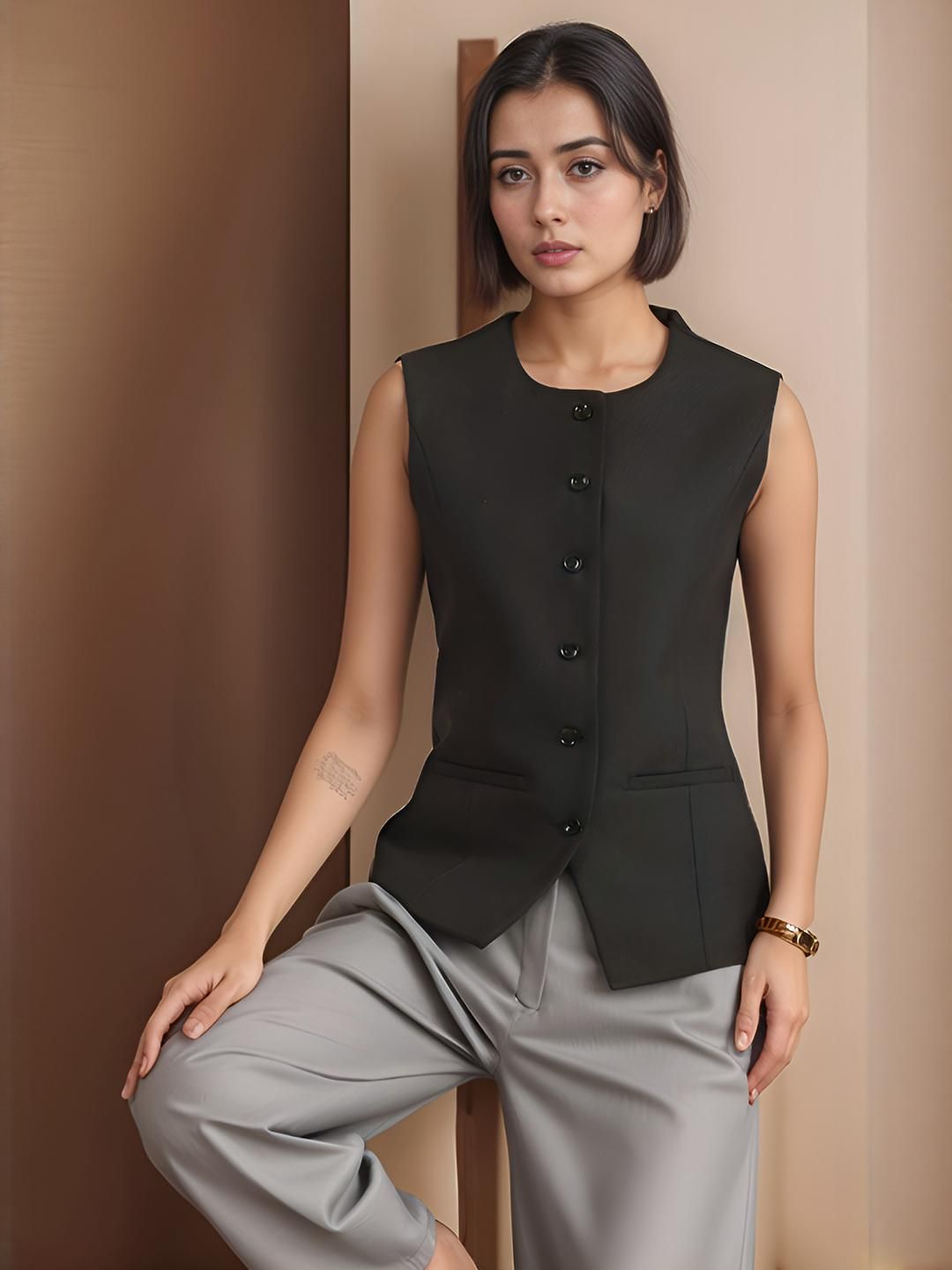 Moda Rapido Women Slim Fit Formal Waistcoat-picture-58
