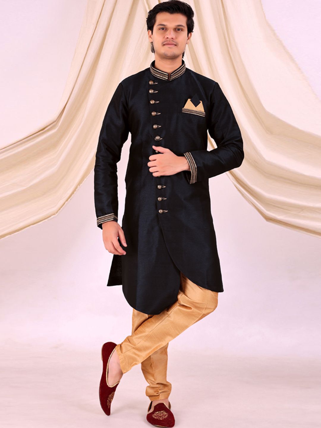 Desibutik Mandarin Collar Sherwani With Pyjama-picture-43