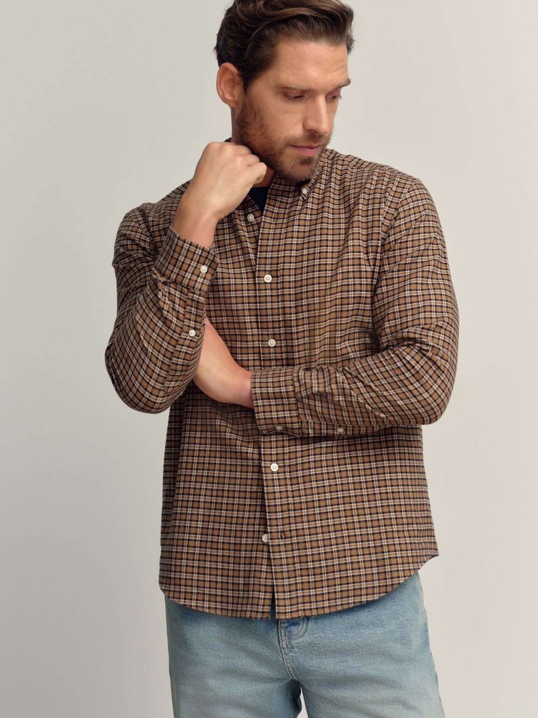 NEXT Pure Cotton Checked Button-Down Collar Casual Shirt-picture-32