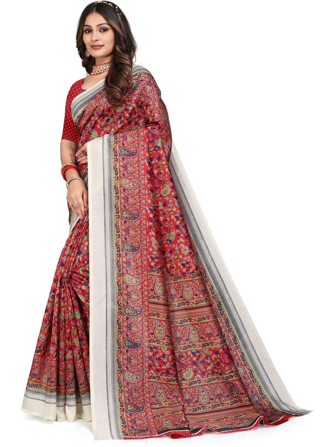 KANOODA Ethnic Motifs Printed Bhagalpuri Saree-picture-34