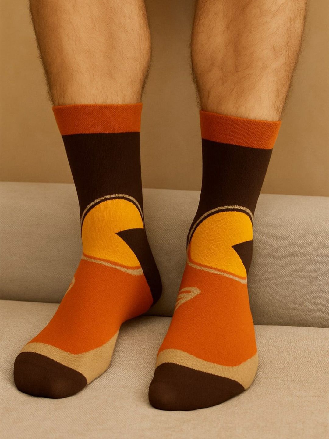ZEVORA Abstract Patterned Cotton Calf-Length Socks-image-32