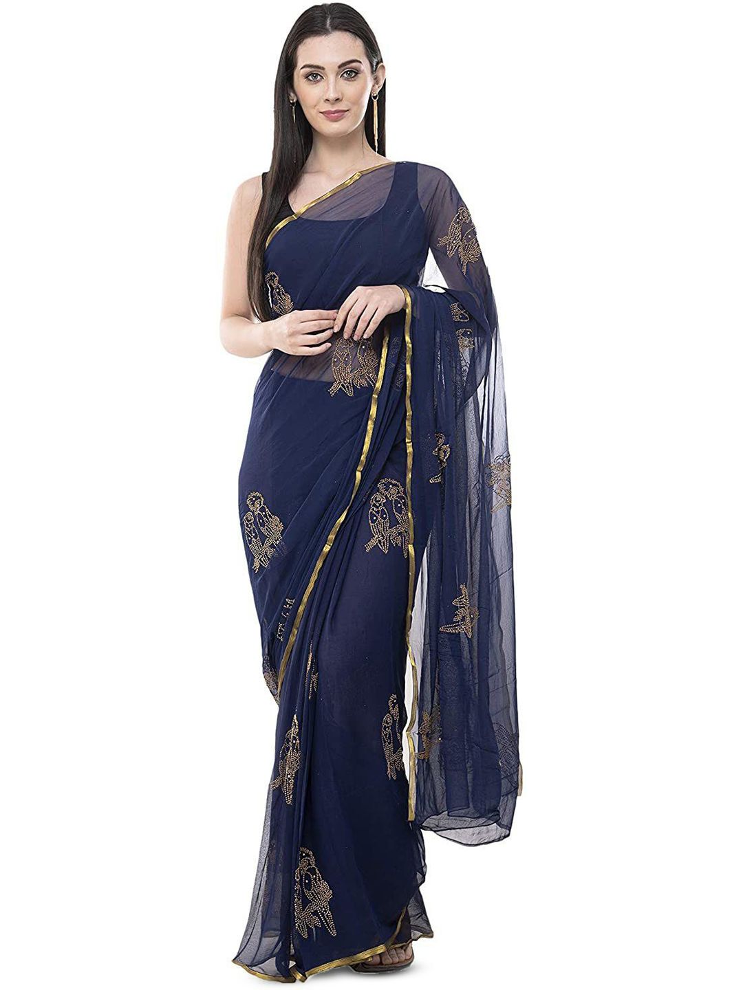 DURGA EMPORIO Sequinned Pure Chiffon Saree-picture-38
